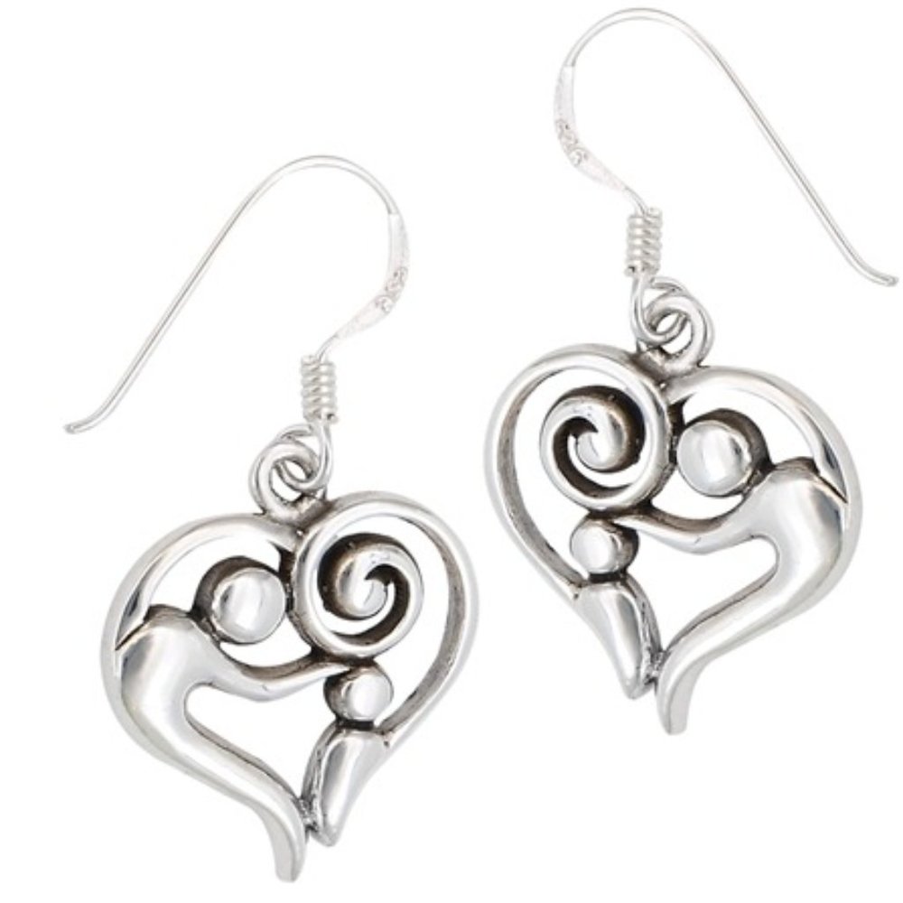 STERLING SLIVER mother and child dangle earrings (for hold)